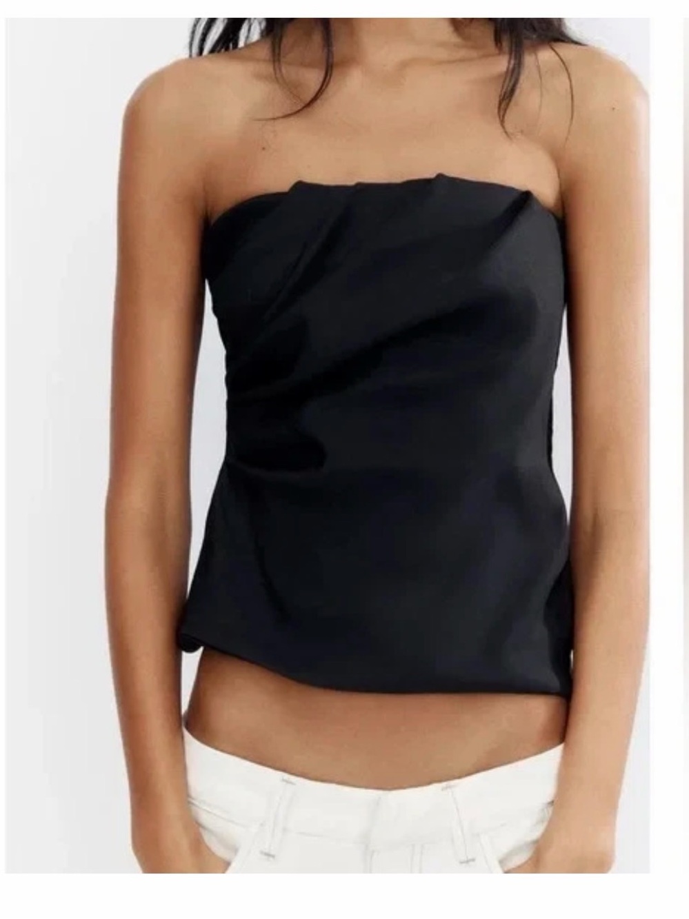 Zara Womens STRETCH BANDEAU TOP Black size Small